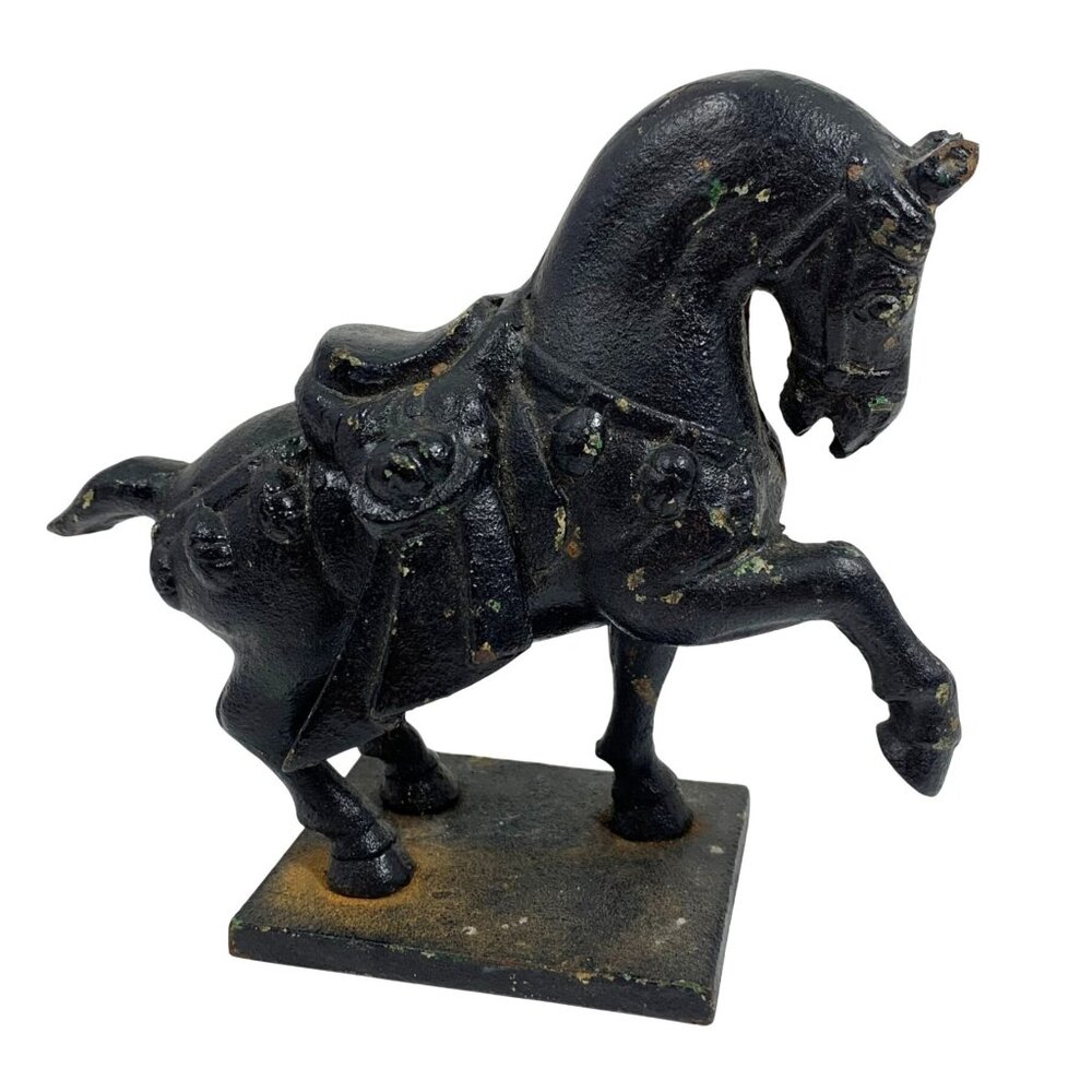 VTG Horse Sculpture Black Painted Decorative Statue Paperweight 2 LBS 1.1 OZ
